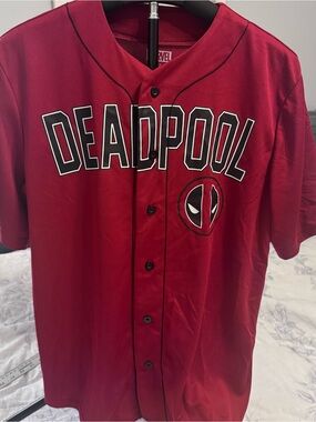 Marvel Deadpool Red and Black Button-Up Jersey